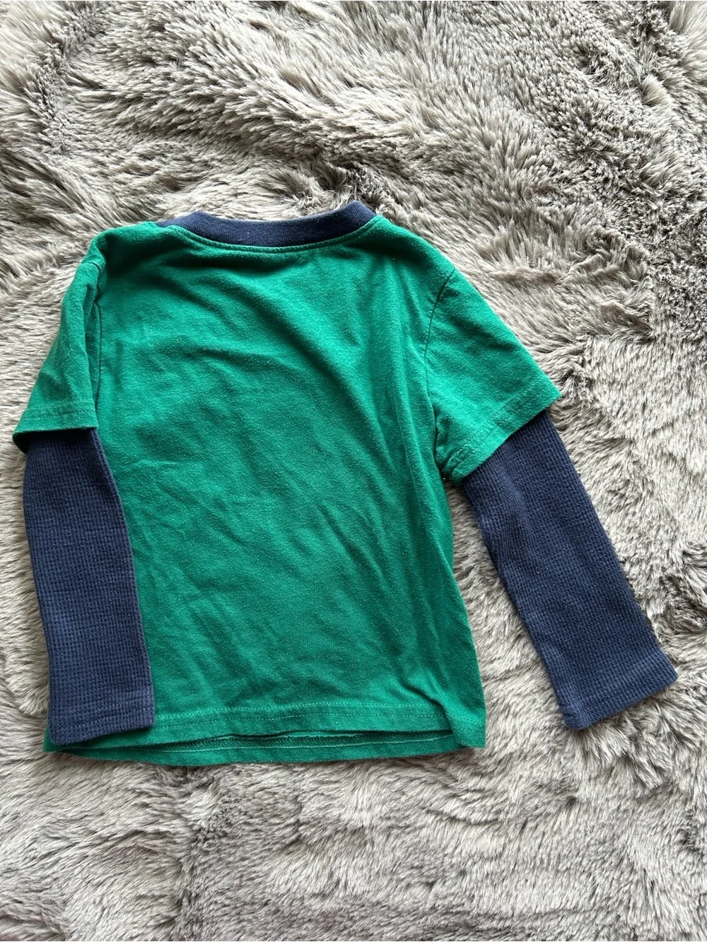 The Children's Place Green and Navy Layered-Look Train Long Sleeve Tee